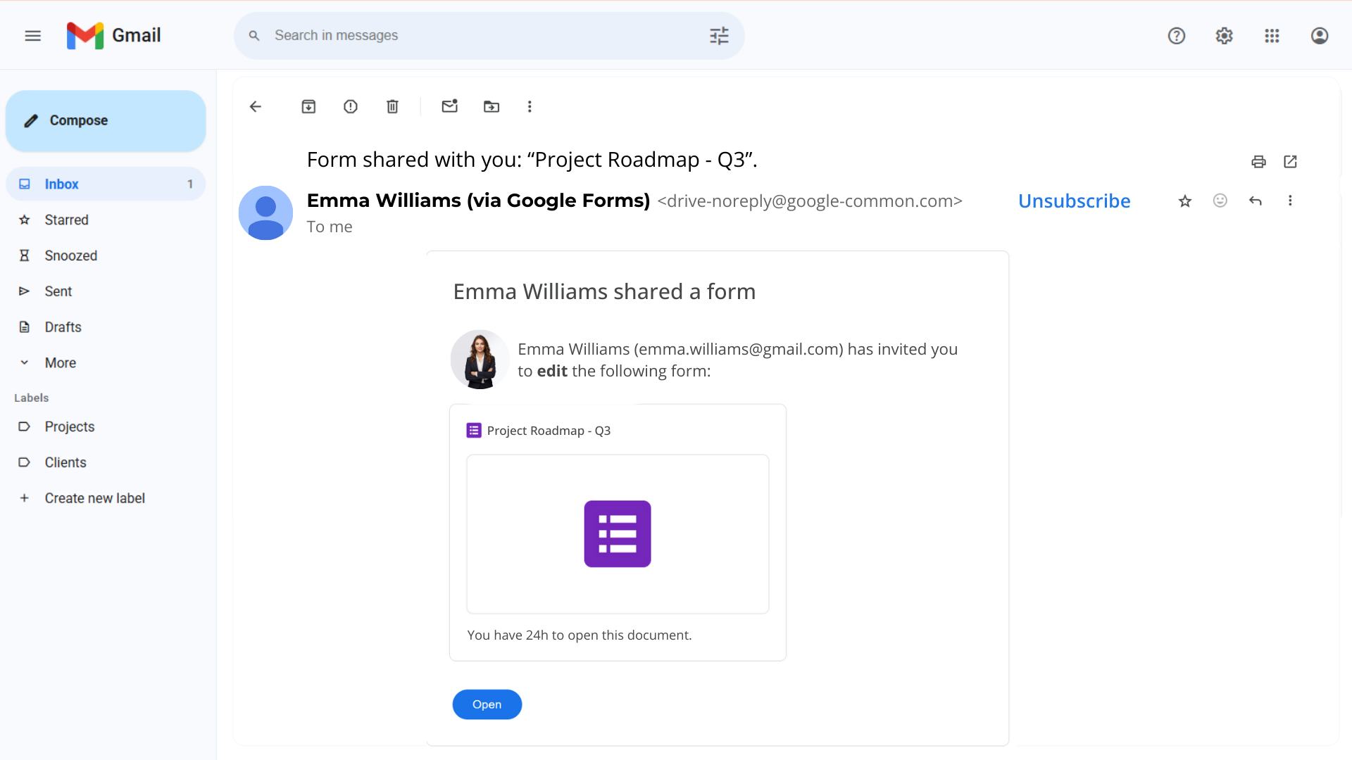 Phishing simulation email preview